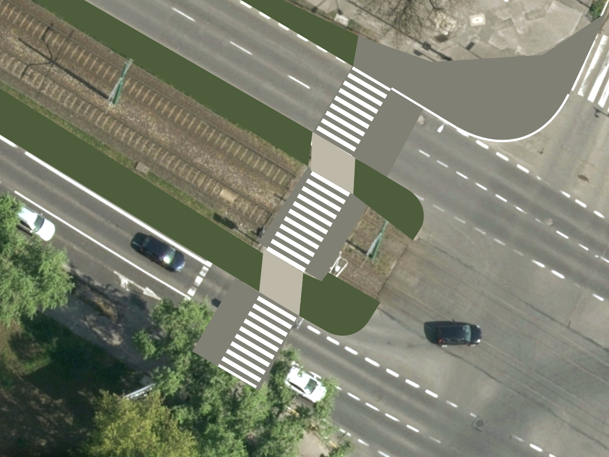 Łazarz, skrzyżowanie ulicy Hetmańskiej z Dmowskiego - wizualizacja przebudowy