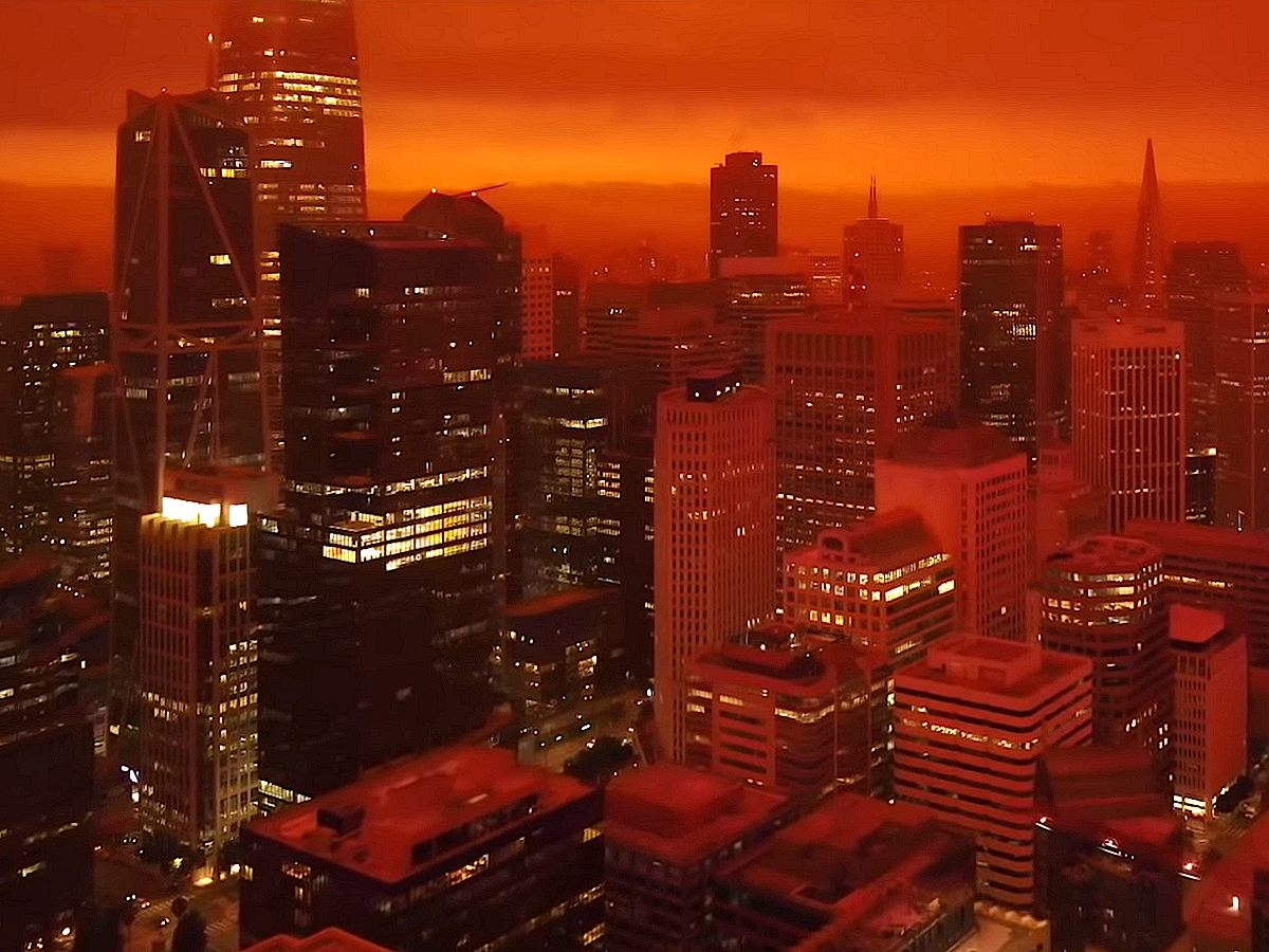 9 września 2020, godzina 11, San Francisco: czerwone niebo. Źródło: "San Francisco Looking Like Blade Runner / Mars / Chernobyl" / YouTube