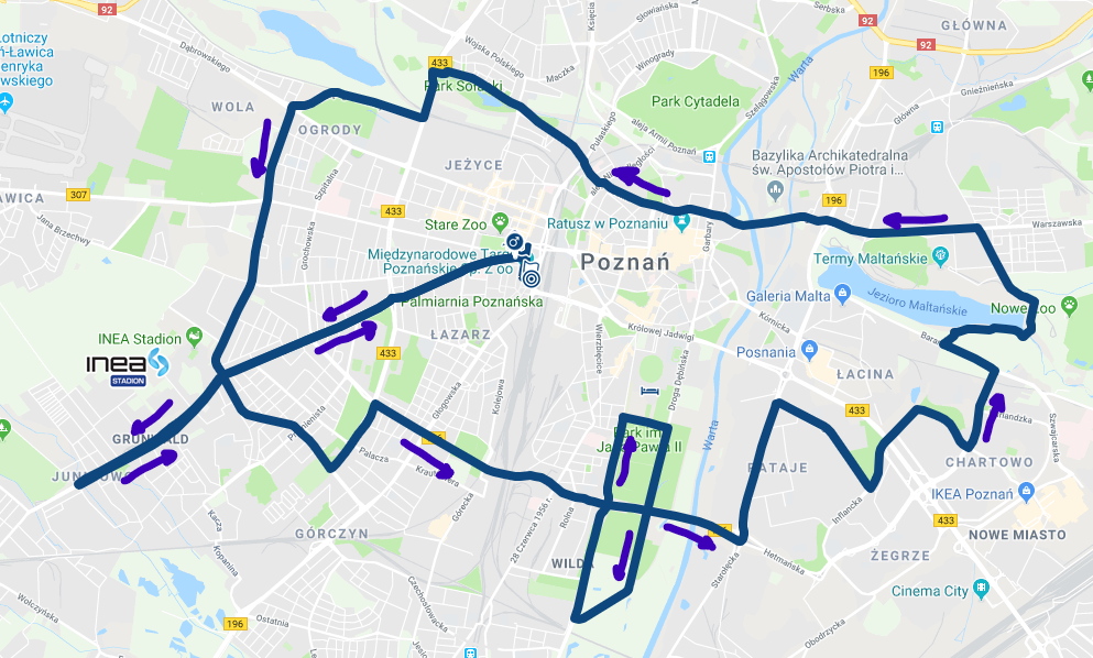 19. PKO Poznań Maraton trasa mapa