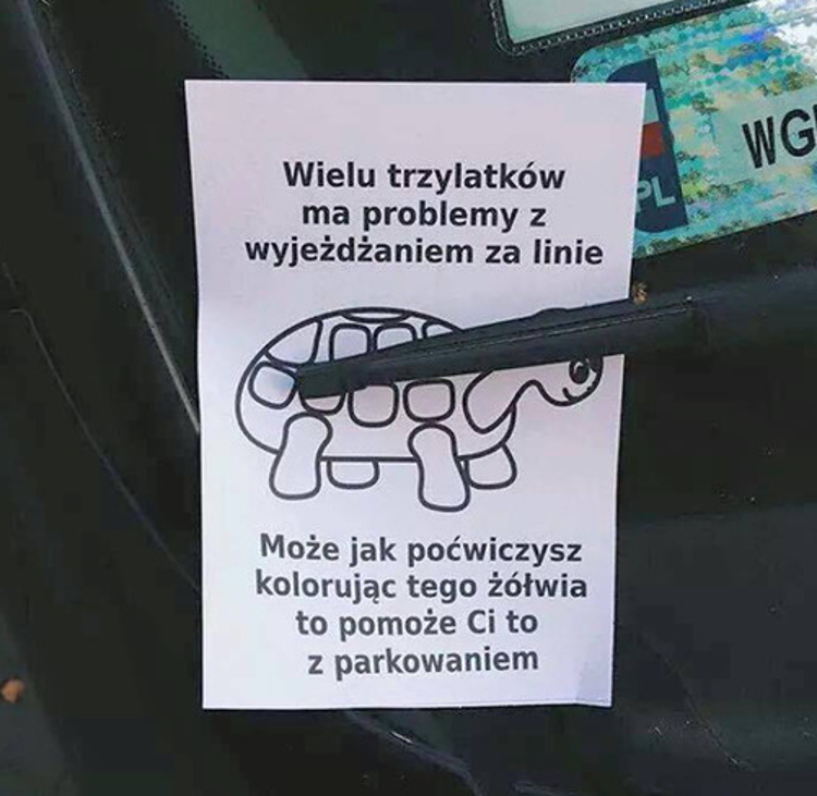 Poznań parkowanie żółw kolorowanka