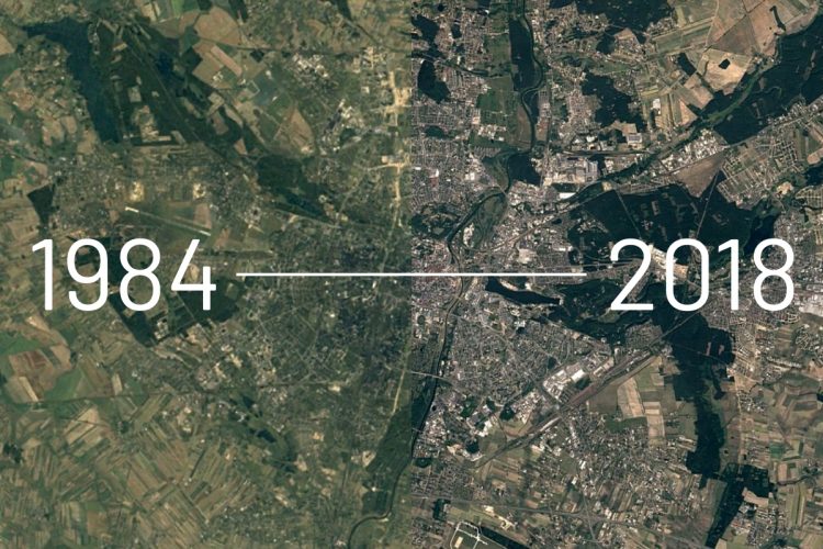 Poznań zdjęcia satelitarne dzięki Google Earth Timelapse geografia