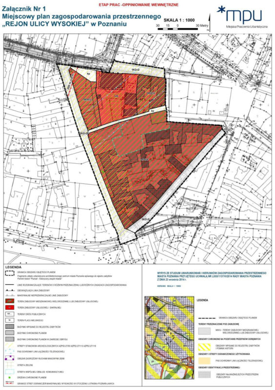 Rysunek konsultowanego planu planu "Rejon ulicy Wysokiej". Źródło: MPU. Święty Marcin, Krysiewicza, Piekary